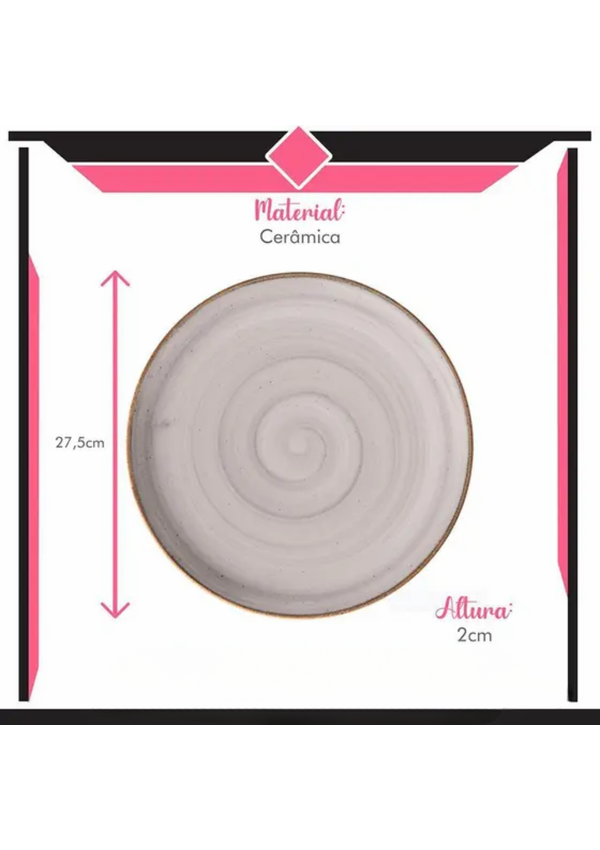 Prato Raso de Cerâmica 27,7cm Caoba Cinza - Corona